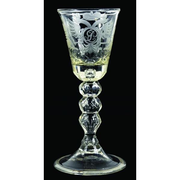 A RUSSIAN ENGRAVED WINE GLASS Image